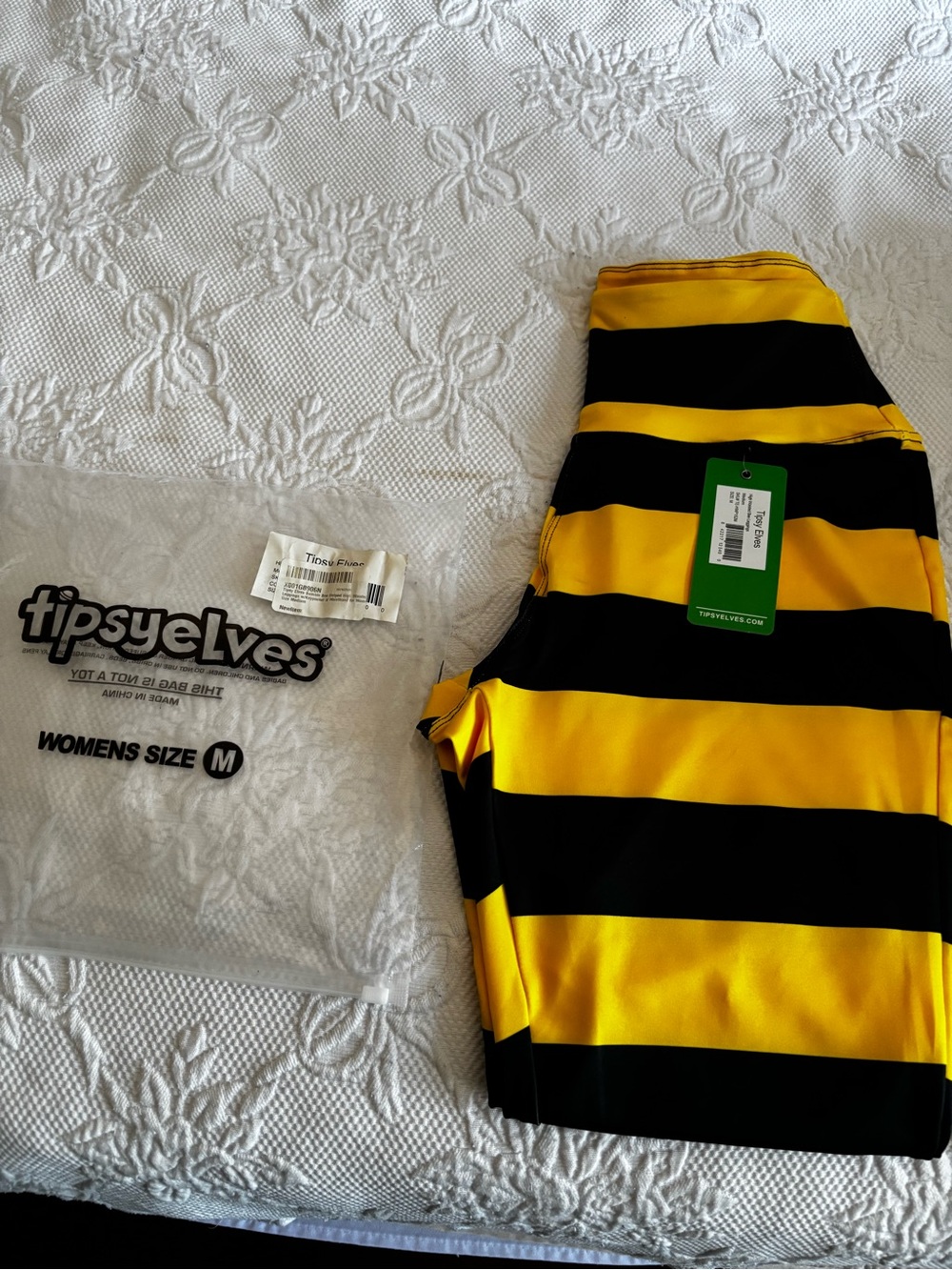Tipsy Elves Black & Yellow Striped High-Waisted Leggings